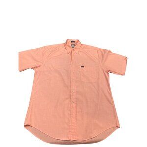 Faconnable Mens Shirt Large Solid Pink Short Sleeve 100% Cotton